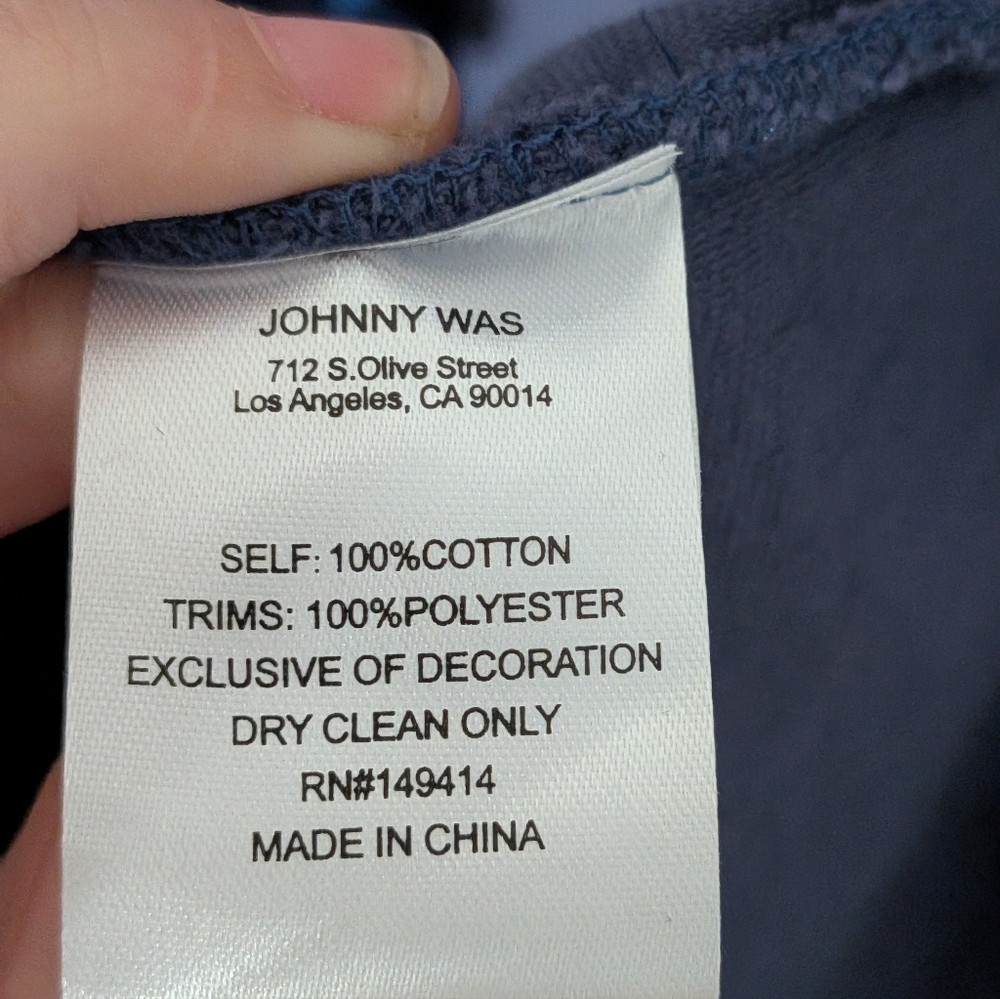 Johnny Was Navy Blue Embroidered Pom Pom Trim Open Front Jacket | Small | NWT - Picture 3 of 4
